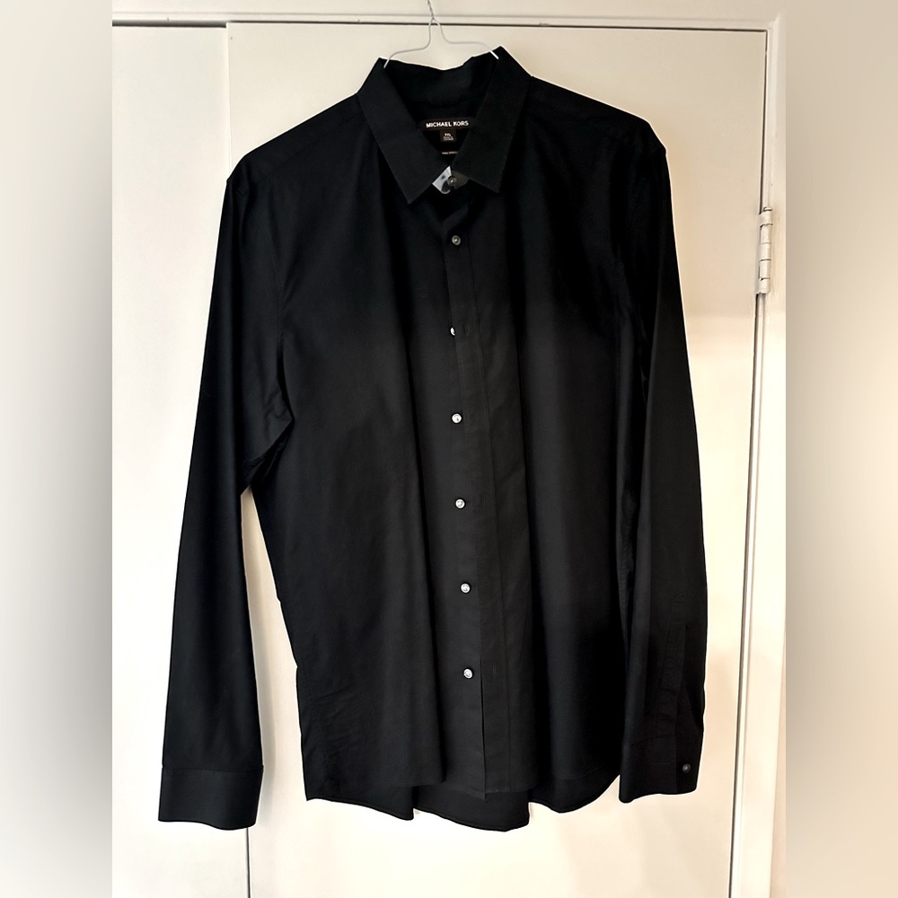 Michael Kors long sleeve button up shirt black